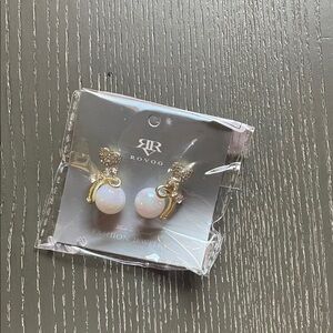 OVO Gold and White Women's Earrings